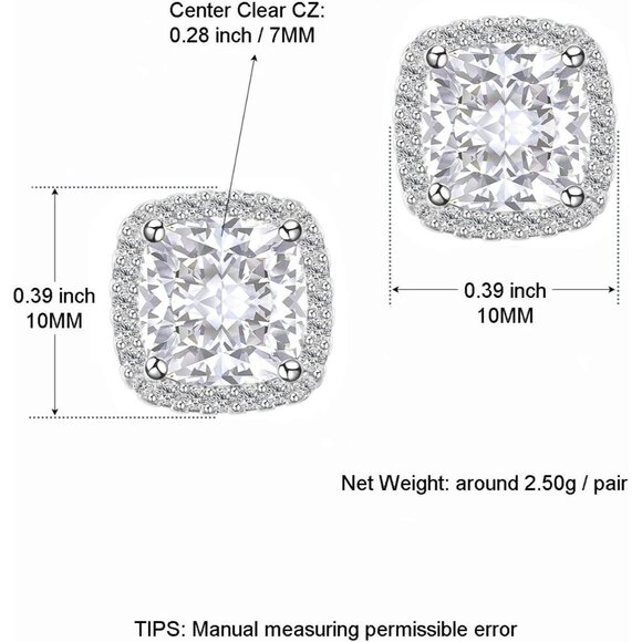 Women's Square Birthstone Cubic Zirconia Mall Dainty Silver Elegant Earring - Picture 2 of 6